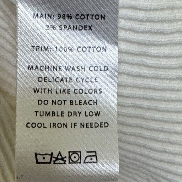 Lilla P Top Shirt Size L White Mixed Media Short Sleeve Split Neck Made in Peru - Picture 14 of 15